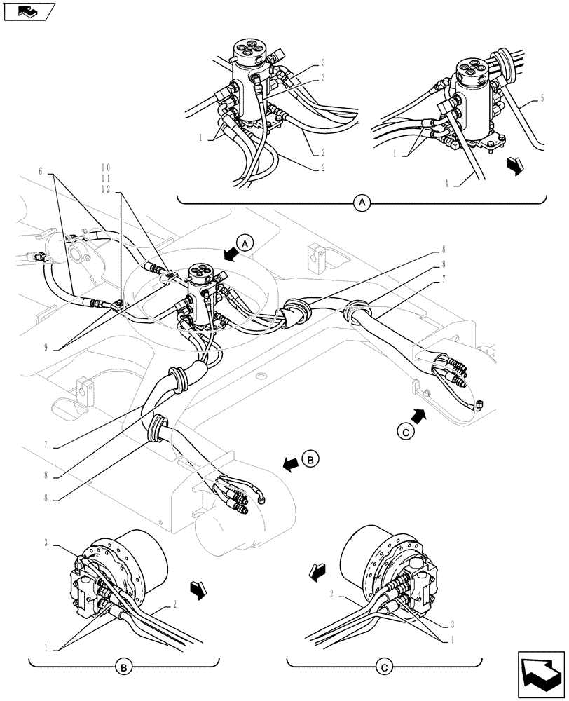 Схема запчастей Case CX27B ASN - (35.322.19) - HYD LINES, LOW (35) - HYDRAULIC SYSTEMS