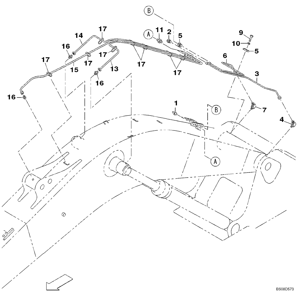 Схема запчастей Case CX350B - (09-45) - LUBRICATION CIRCUIT - BOOM (09) - CHASSIS