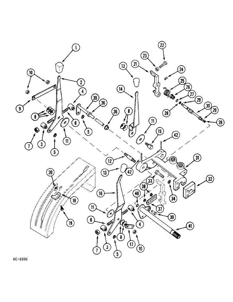 Схема запчастей Case 380B - (8-258) - DRAFT CONTROL LEVERS AND LINKAGE (08) - HYDRAULICS