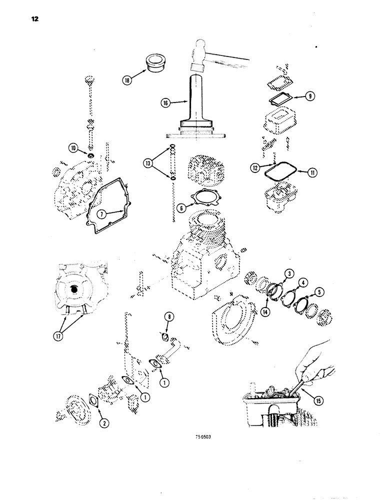 Схема запчастей Case 1816 - (12) - ENGINE GASKET KIT (10) - ENGINE