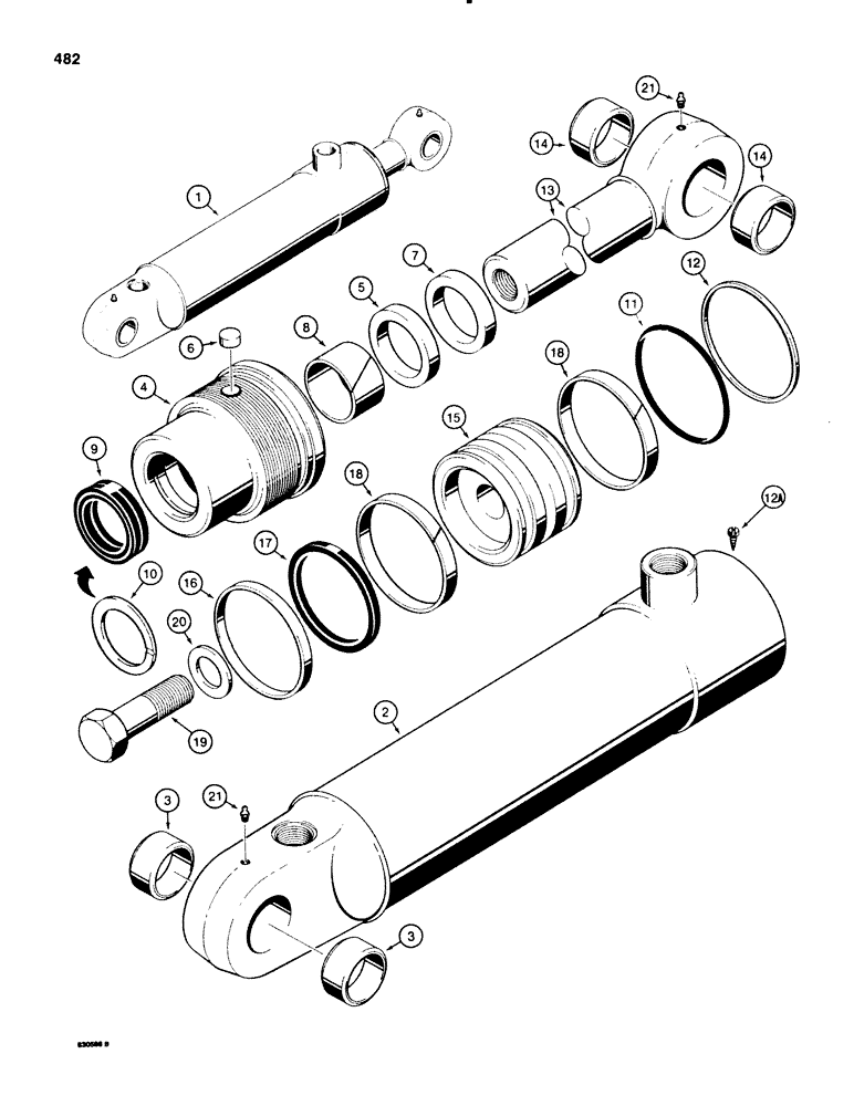 Схема запчастей Case 580E - (482) - G101189 THREE-POINT HITCH LIFT CYLINDER (08) - HYDRAULICS