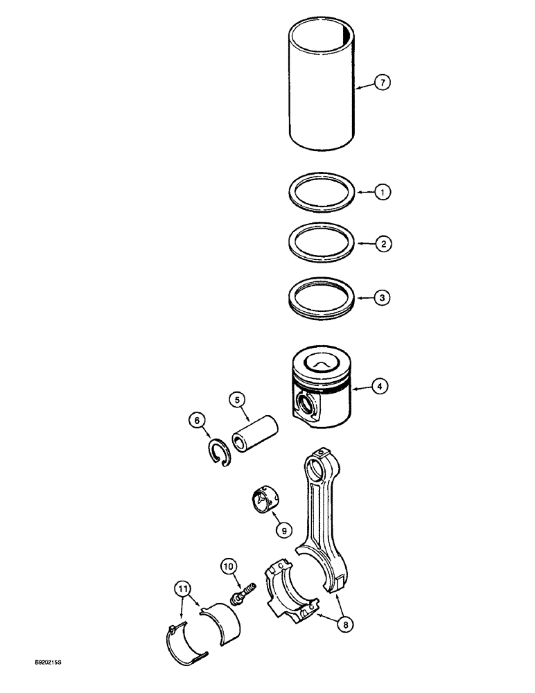 Схема запчастей Case 580L - (2-052) - PISTONS AND CONNECTING RODS, 4-390 ENGINE (02) - ENGINE