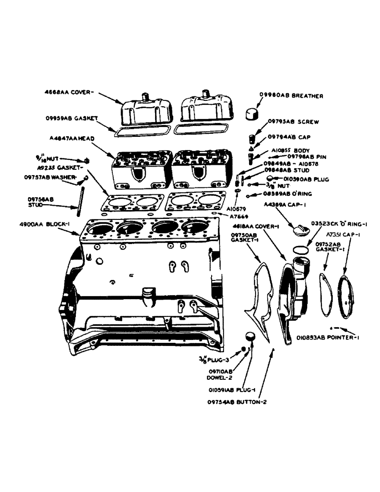 Схема запчастей Case 420 - (032) - POWRCEL DIESEL ENGINE, CYLINDER HEAD AND CYLINDER BLOCK, CYLINDER HEAD (10) - ENGINE