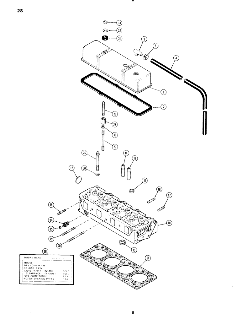 Схема запчастей Case 585C - (028) - CYLINDER HEAD AND COVER, 207 DIESEL ENGINE (10) - ENGINE