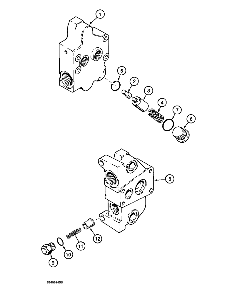 Схема запчастей Case 580SL - (8-110) - BACKHOE CONTROL VALVE, INLET AND OUTLET SECTIONS (08) - HYDRAULICS