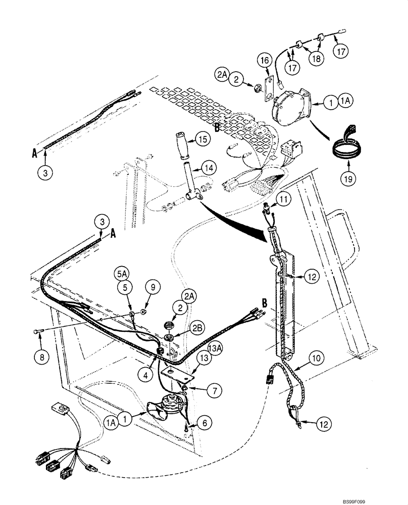 Схема запчастей Case 1845C - (04-09A) - HORN, JAF0040228 - JAF0277352 (04) - ELECTRICAL SYSTEMS