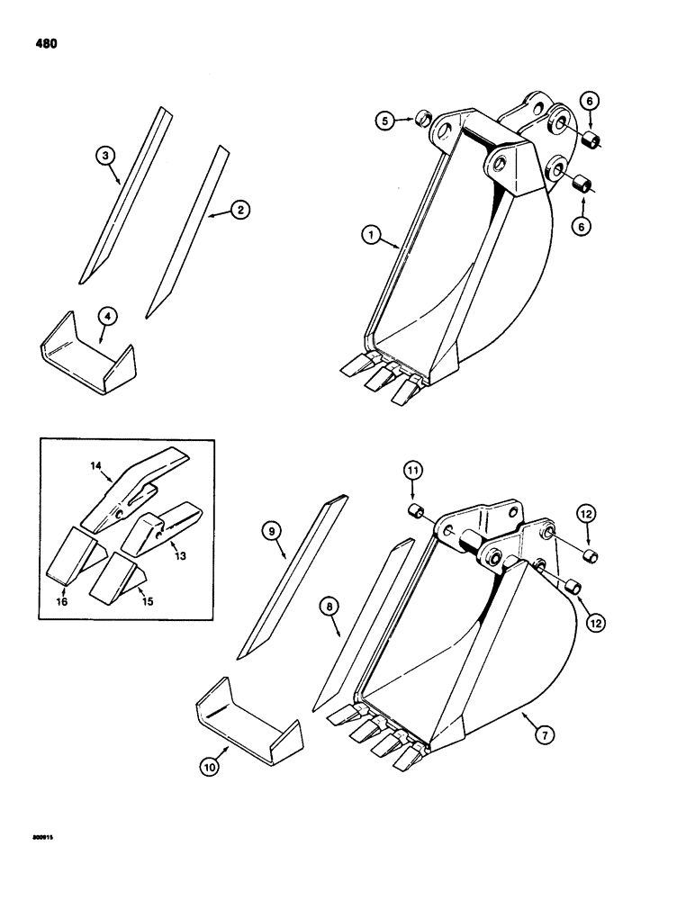 Схема запчастей Case 580D - (480) - BACKHOE BUCKETS, TRENCHING BUCKETS (09) - CHASSIS/ATTACHMENTS