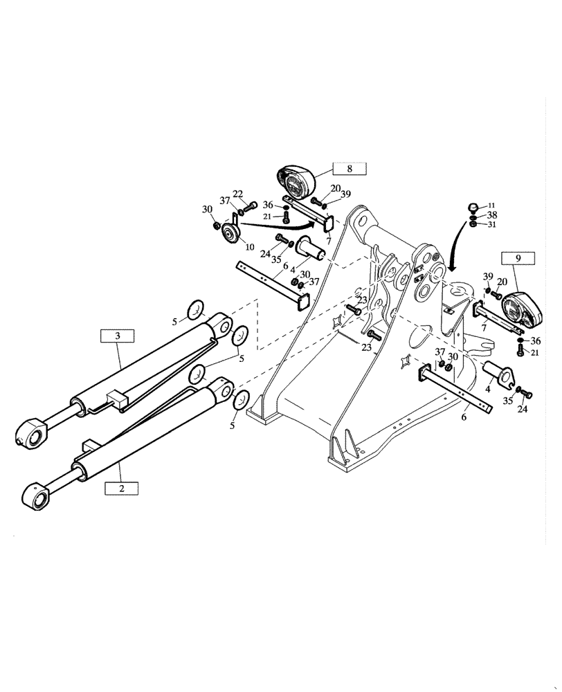 Схема запчастей Case 21E - (01.400[2991427000]) - FRONT FRAME (39) - FRAMES AND BALLASTING