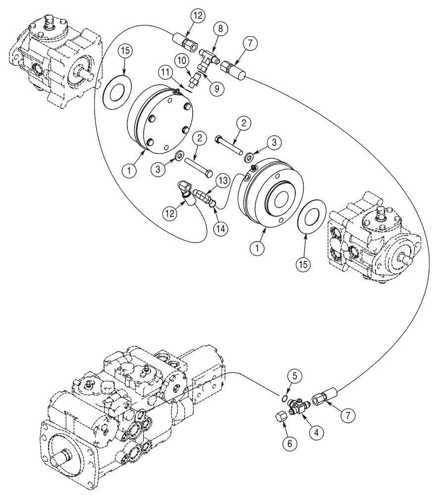 Схема запчастей Case 95XT - (07-03) - HYDRAULIC CIRCUIT, BRAKE (NORTH AMERICA JAF0311357- / EUROPE JAF0274360-) (07) - BRAKES