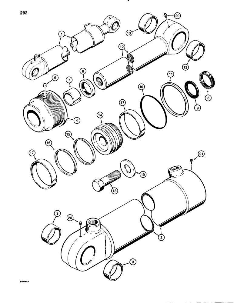 Схема запчастей Case 780B - (292) - G103050 BACKHOE DIPPER CYLINDER (08) - HYDRAULICS