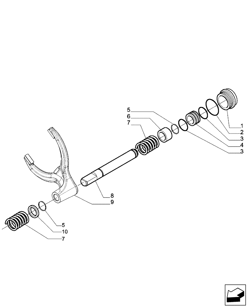 Схема запчастей Case 580SM - (27.110.02[02]) - 87395372 AXLE, REAR DRIVE - DIFFERENTIAL LOCK (580SM) (27) - REAR AXLE SYSTEM