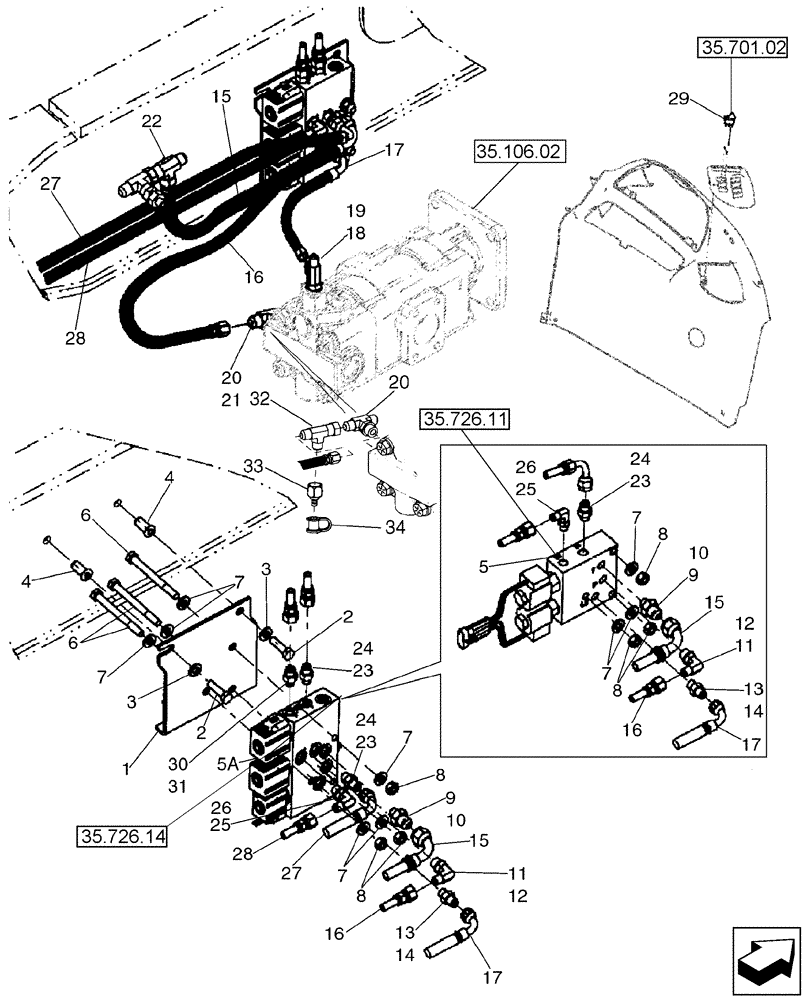 Схема запчастей Case 580SM - (35.726.12) - HYDRAULICS - COUPLER, BACKHOE BUCKET (35) - HYDRAULIC SYSTEMS