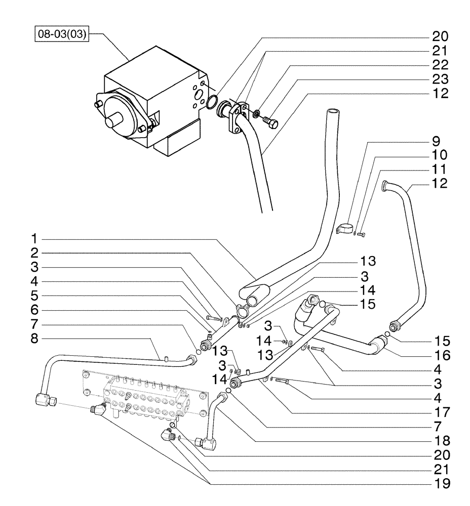 Схема запчастей Case 865B - (08-03[01]) - REAR HYDRAULIC SYSTEM - (DIRECT DRIVE) (08) - HYDRAULICS