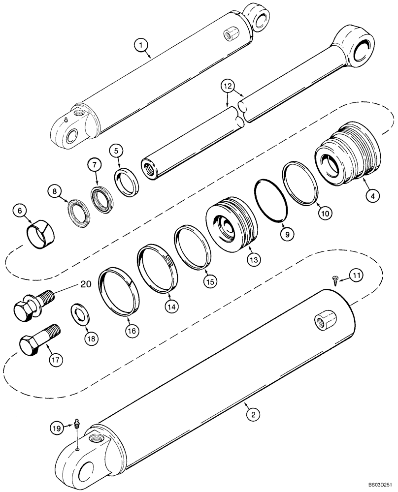 Схема запчастей Case 580M - (08-54) - CYLINDER ASSY - BACKHOE STABILIZER (08) - HYDRAULICS