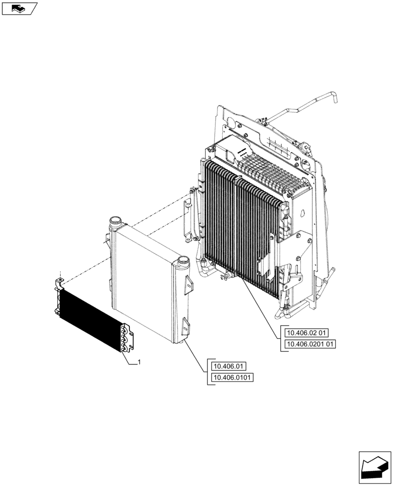 Схема запчастей Case 590SN - (10.216.03) - VAR - 423000, 442082, 747853, 747854, 747855 - COOLER (10) - ENGINE