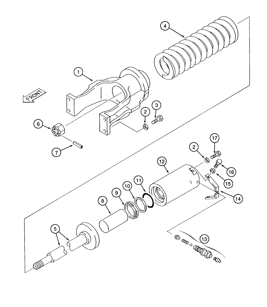 Схема запчастей Case 9050B - (5-08) - TRACK ADJUSTER (11) - TRACKS/STEERING