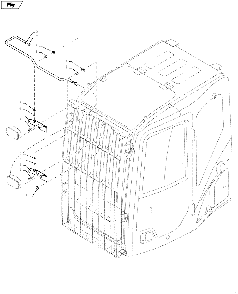 Схема запчастей Case CX235C SR - (55.404.05) - WORK LAMP BAR BASE CAB LIGHTING (55) - ELECTRICAL SYSTEMS