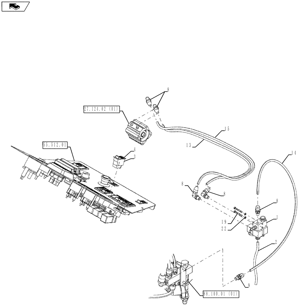 Схема запчастей Case PT240 - (27.110.01) - REAR DIFFERENTIAL LOCK CONTROL-OPTIONAL (GROUP 348-ND145760) (27) - REAR AXLE SYSTEM