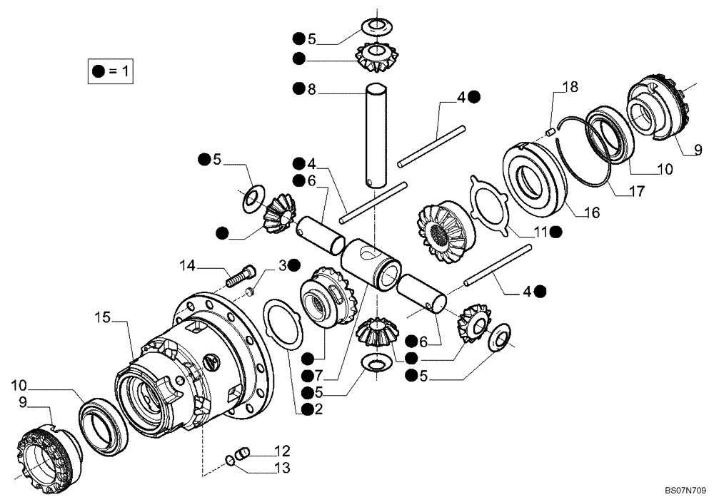 Схема запчастей Case 590SM - (06-43) - 87395386 AXLE, REAR DRIVE - DIFFERENTIAL (06) - POWER TRAIN