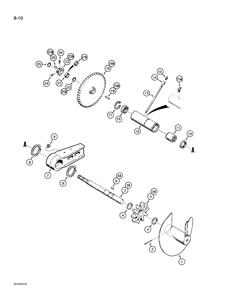 Схема запчастей Case TL100 - (9-10) - AUGER, SHAFT, AND SPROCKETS (09) - CHASSIS/ATTACHMENTS