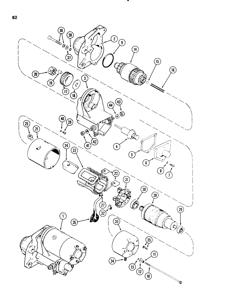 Схема запчастей Case 580E - (082) - A170746 STARTER (04) - ELECTRICAL SYSTEMS