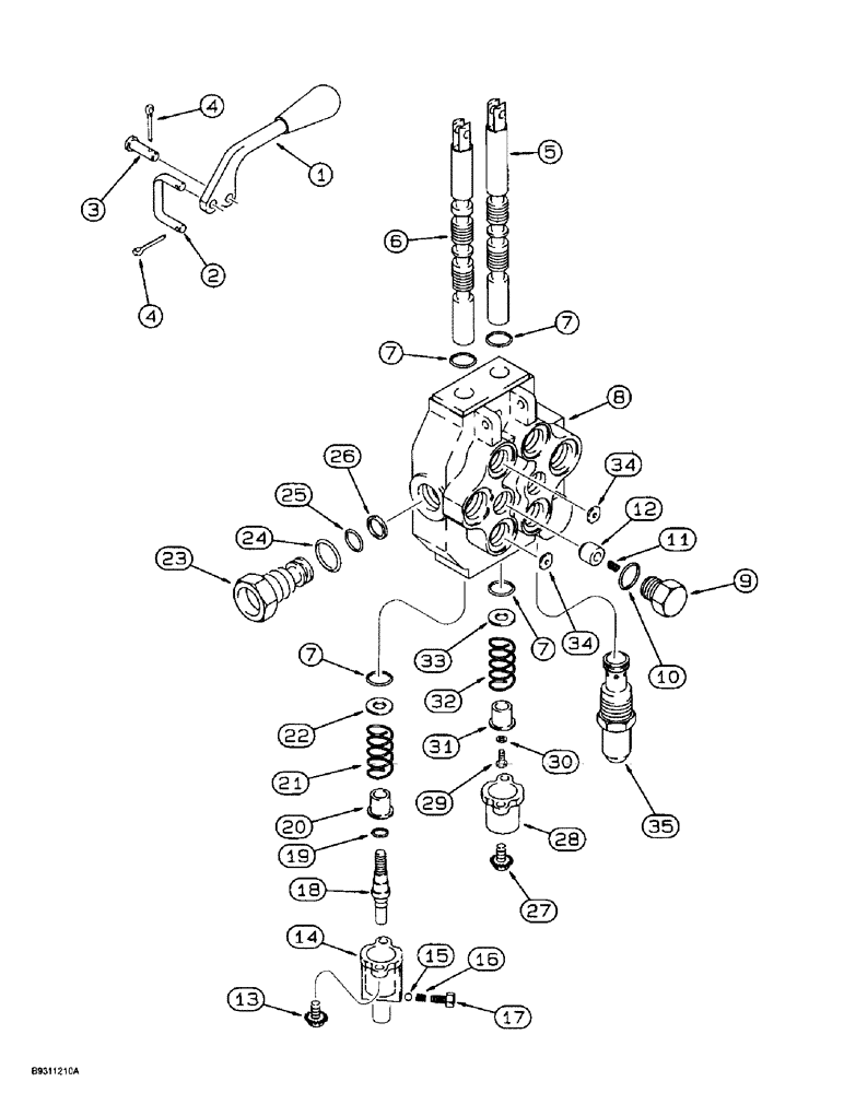 Схема запчастей Case 560 - (8-124) - PLOW CONTROL VALVE ASSEMBLY - 127471A1, P75 PLOW (08) - HYDRAULICS