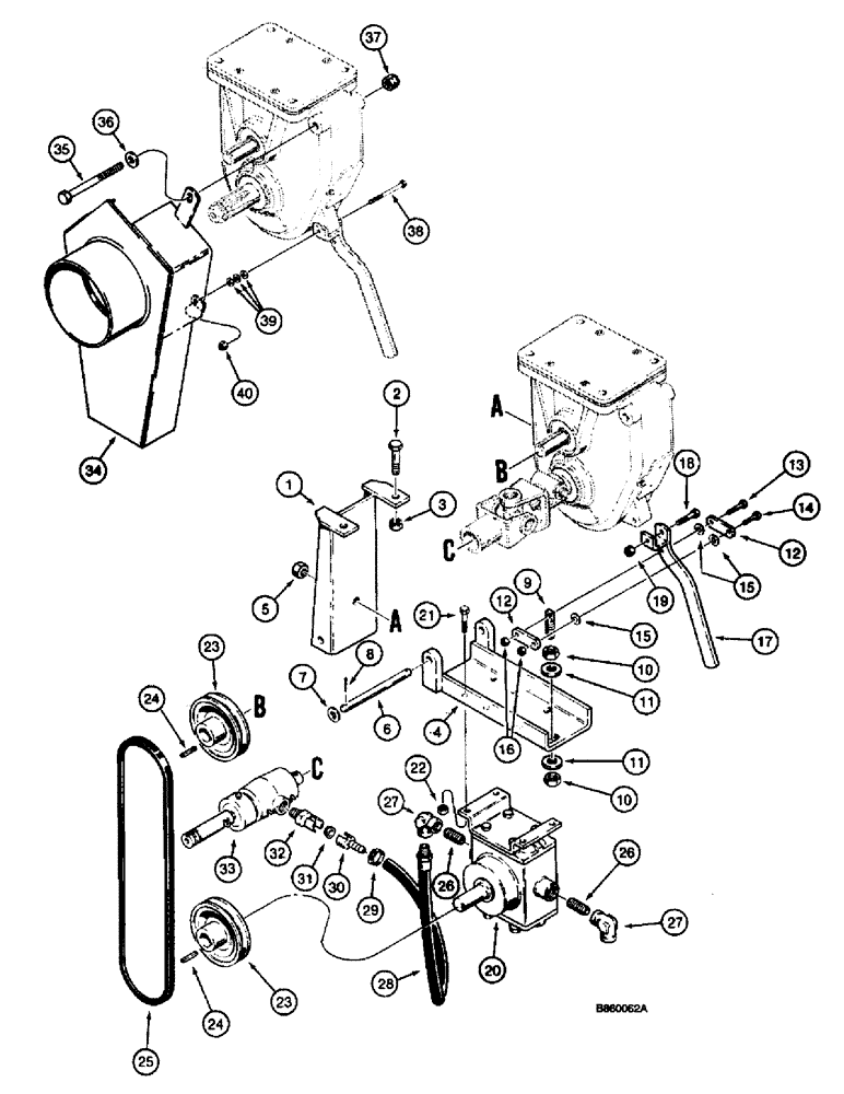 Схема запчастей Case 660 - (9-092) - HYDRA-BORER WATER PUMP MOUNTING (09) - CHASSIS/ATTACHMENTS