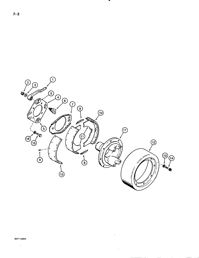 Схема запчастей Case 621 - (7-02) - PARKING BRAKE, PRIOR TO P.I.N. JAK0020901 (07) - BRAKES