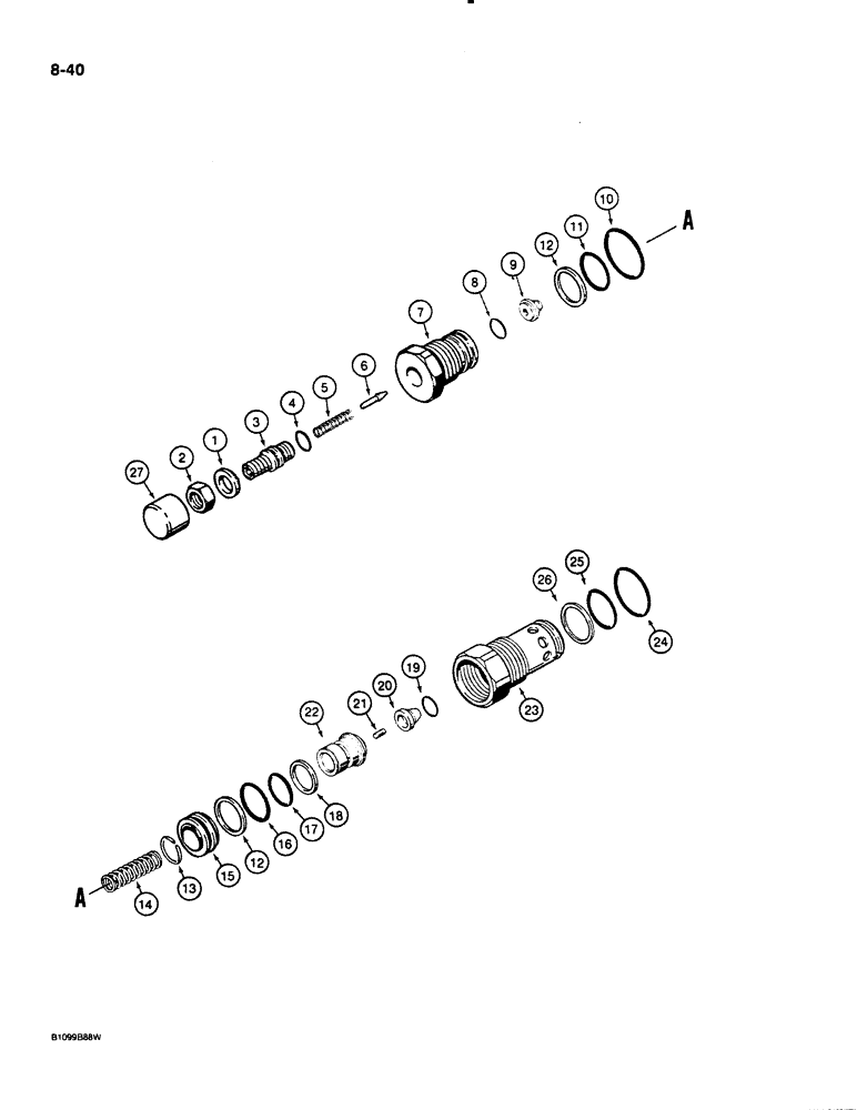 Схема запчастей Case 621 - (8-40) - CIRCUIT RELIEF AND ANTICAVITATION VALVE, 1978293C1 (08) - HYDRAULICS