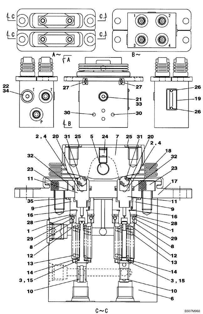 Схема запчастей Case CX80 - (08-87) - VALVE ASSY - REMOTE CONTROL (08) - HYDRAULICS