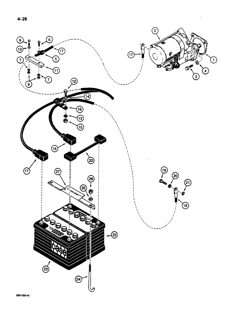 Схема запчастей Case W14C - (4-26) - STARTER, BATTERIES, AND BATTERY CABLES (04) - ELECTRICAL SYSTEMS