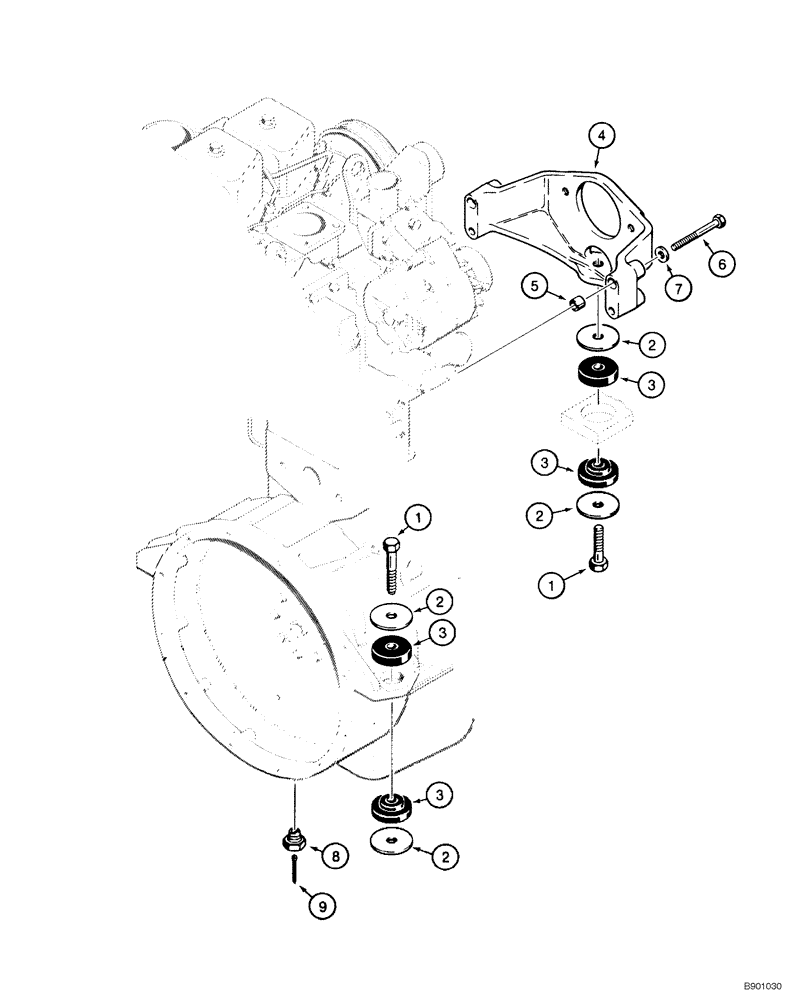 Схема запчастей Case 550H-IND - (02-01) - ENGINE, MOUNTING (02) - ENGINE