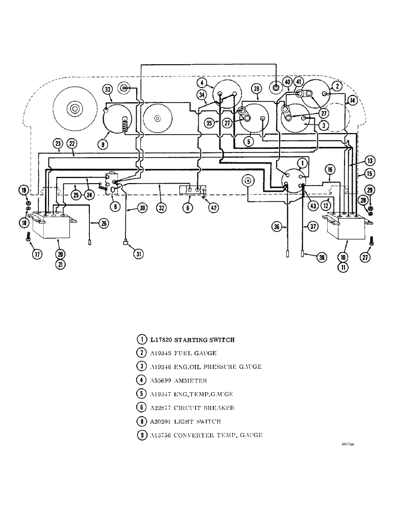 Схема запчастей Case W9B - (072) - INSTRUMENT PANEL, GAS ENGINE, ALTERNATOR ELECTRICAL SYSTEM, PRIOR TO LOADER SERIAL NUMBER 9805550 (04) - ELECTRICAL SYSTEMS