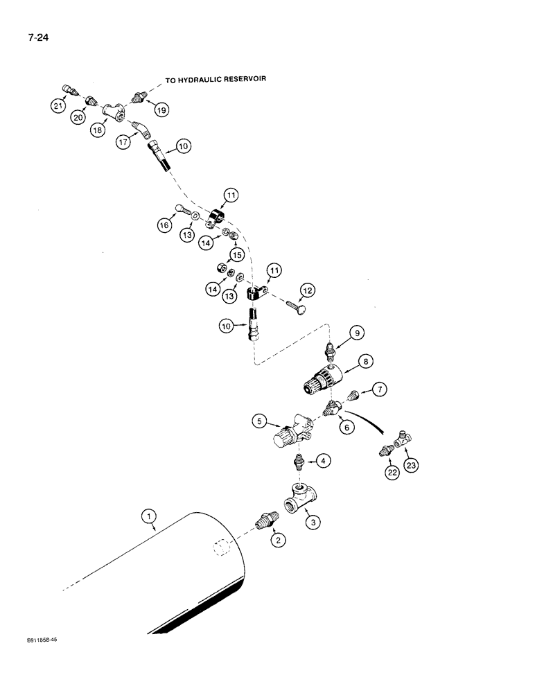 Схема запчастей Case 621 - (7-24) - AIR RESERVOIR TO HYDRAULIC RESERVOIR (07) - BRAKES