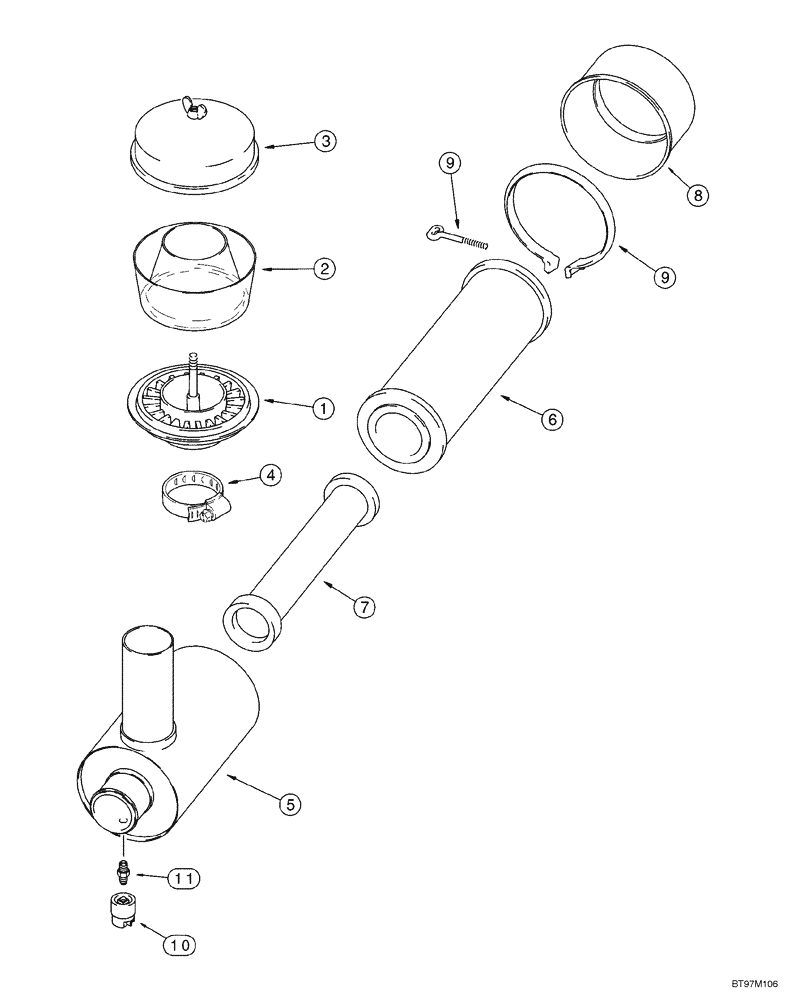 Схема запчастей Case 550H-IND - (02-06) - AIR CLEANER ASSY, PRECLEANER ASSY (02) - ENGINE