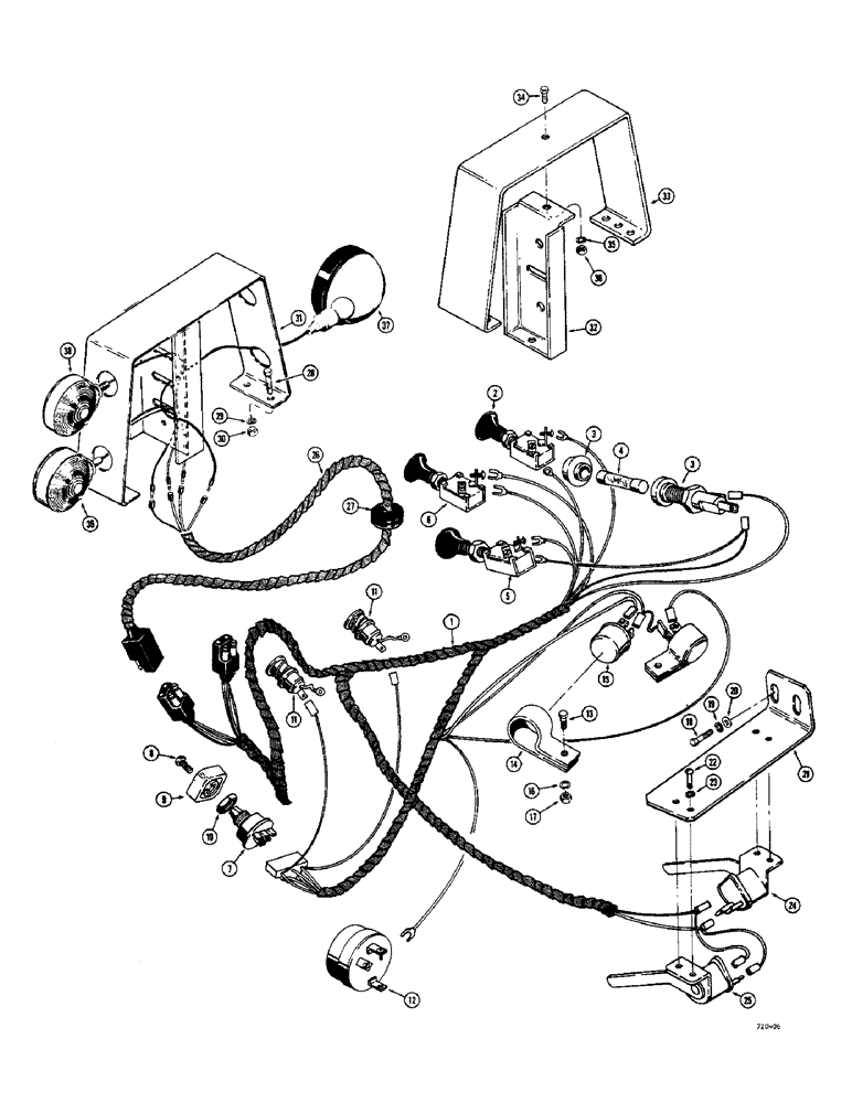 Схема запчастей Case 580B - (121E) - FENDER MOUNTED REAR LIGHTS (04) - ELECTRICAL SYSTEMS