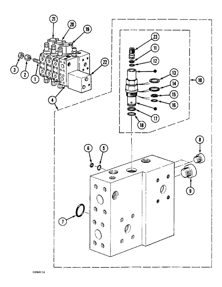 Схема запчастей Case 688BCK - (8C-16) - CONTROL VALVE - ATTACHMENT, 688B CK(120376-120575) (07) - HYDRAULIC SYSTEM