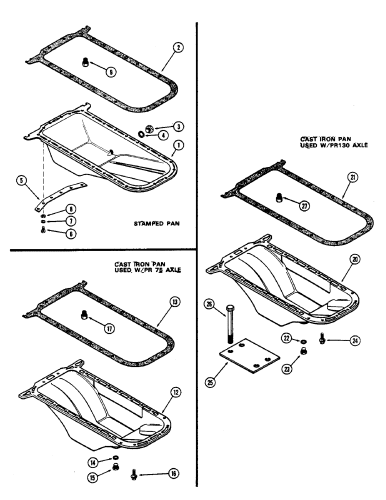 Схема запчастей Case 825 - (044) - OIL PAN, (336BD) AND (336BDT) DIESEL ENGINES, STAMPED PAN (01) - ENGINE