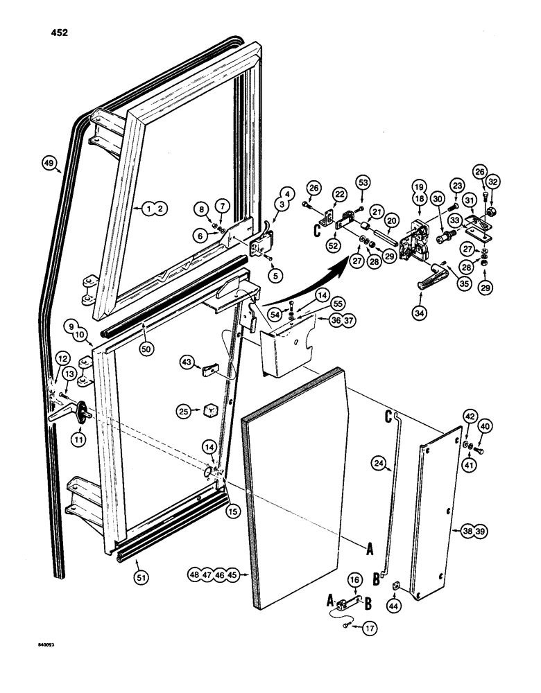 Схема запчастей Case W24C - (452) - CAB DOORS, CAB SN 44769 AND AFTER (09) - CHASSIS/ATTACHMENTS