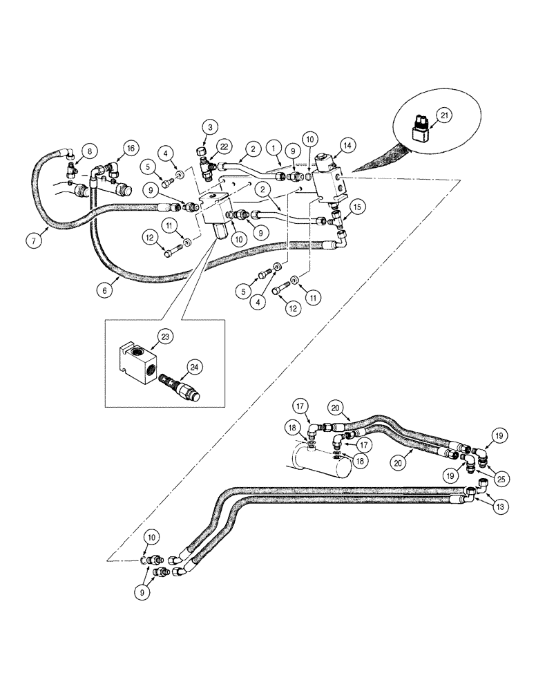 Схема запчастей Case 865 VHP - (08-022[01]) - BLADE HYDRAULIC CIRCUIT - LOCK (3 HOLES) (08) - HYDRAULICS