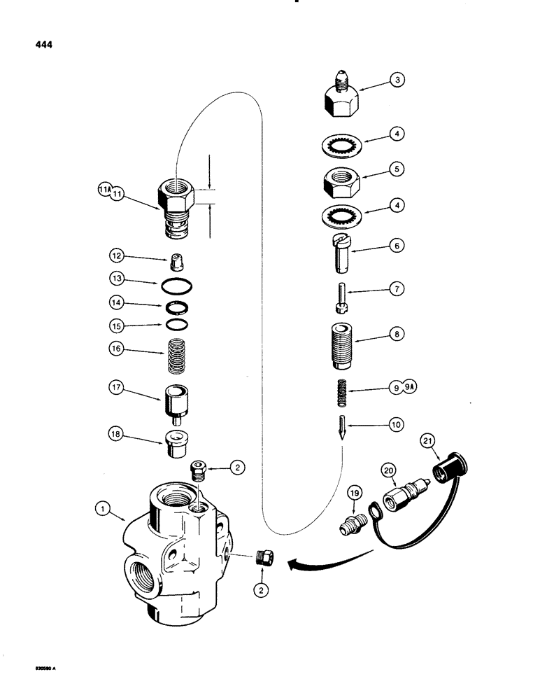 Схема запчастей Case 580SE - (444) - D89498 AND D128430 STEERING RELIEF VALVES (08) - HYDRAULICS