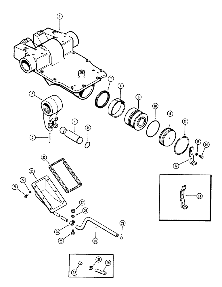 Схема запчастей Case 580 - (133A) - ROCKSHAFT PISTON & PAN (21) - TRANSMISSION