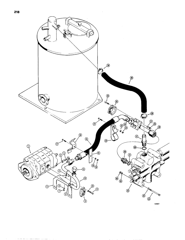 Схема запчастей Case W24B - (218) - LOADER HYDRAULIC CIRCUIT, PUMP TO LOADER VALVE (08) - HYDRAULICS