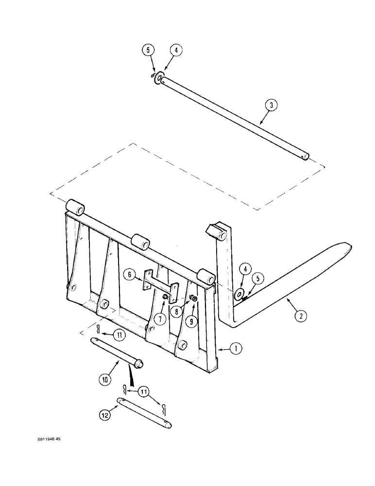 Схема запчастей Case 1825 - (9-08) - PALLET FORK (09) - CHASSIS/ATTACHMENTS