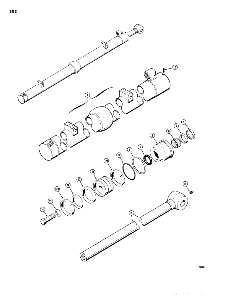 Схема запчастей Case 1150B - (302) - G101266 AND G101267 DOZER ANGLE CYLINDERS, GLAND IS STAMPED W/ CYLINDER PART NUMBER (07) - HYDRAULIC SYSTEM