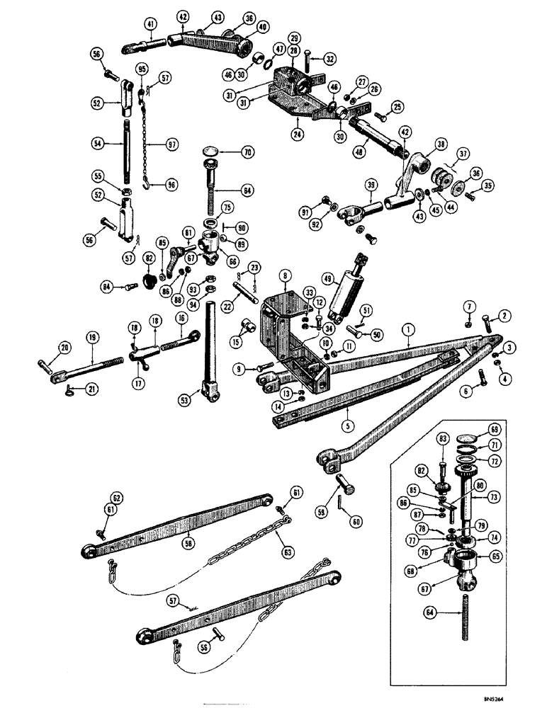 Схема запчастей Case 310F - (212) - THREE POINT HITCH, DRAWBAR AND MOUNTING PARTS (05) - UPPERSTRUCTURE CHASSIS