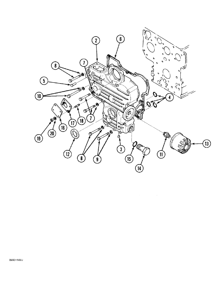 Схема запчастей Case 1818 - (2-18) - FRONT GEAR COVER, DIESEL MODELS (02) - ENGINE