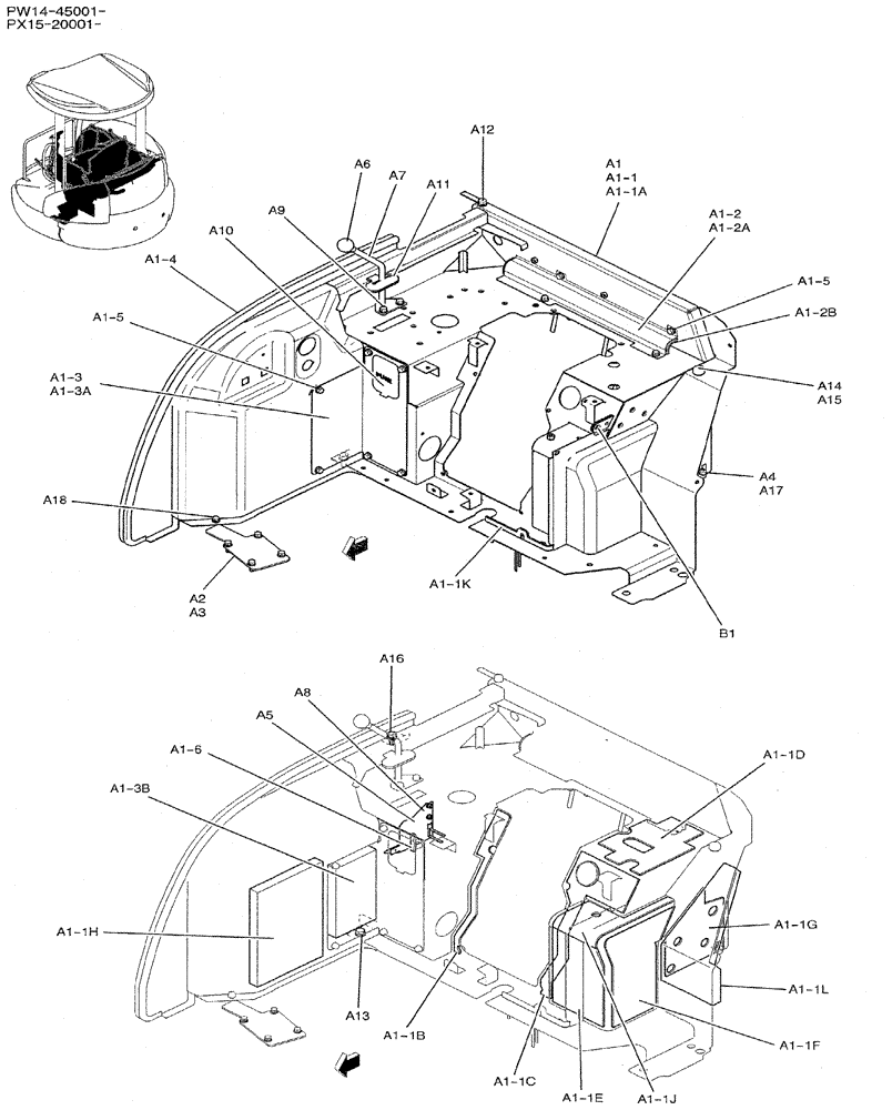 Схема запчастей Case CX31B - (01-029) - STAND ASSY, CONTROL (CANOPY) (90) - PLATFORM, CAB, BODYWORK AND DECALS