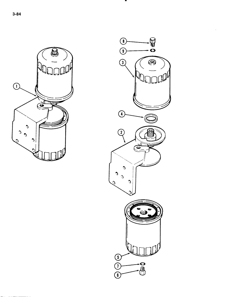 Схема запчастей Case 1835B - (3-84) - FUEL FILTER ASSEMBLY, 188 DIESEL ENGINE (03) - FUEL SYSTEM