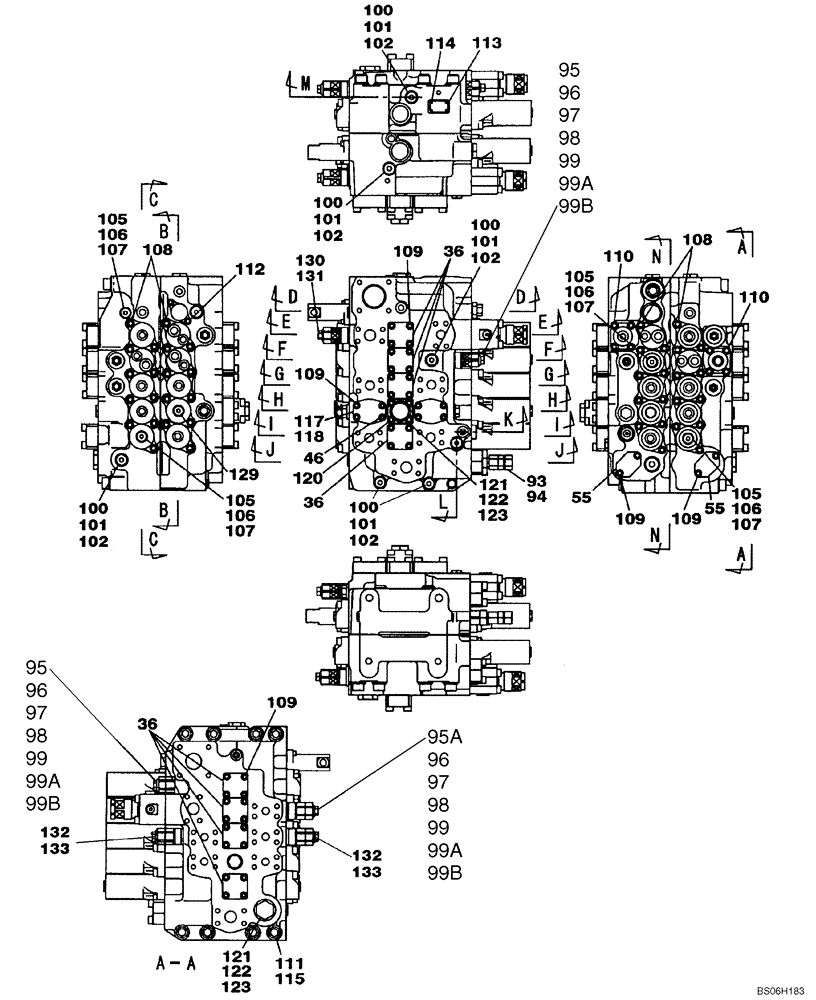 Схема запчастей Case CX210LR - (08-40B) - VALVE ASSY - CONTROL (08) - HYDRAULICS